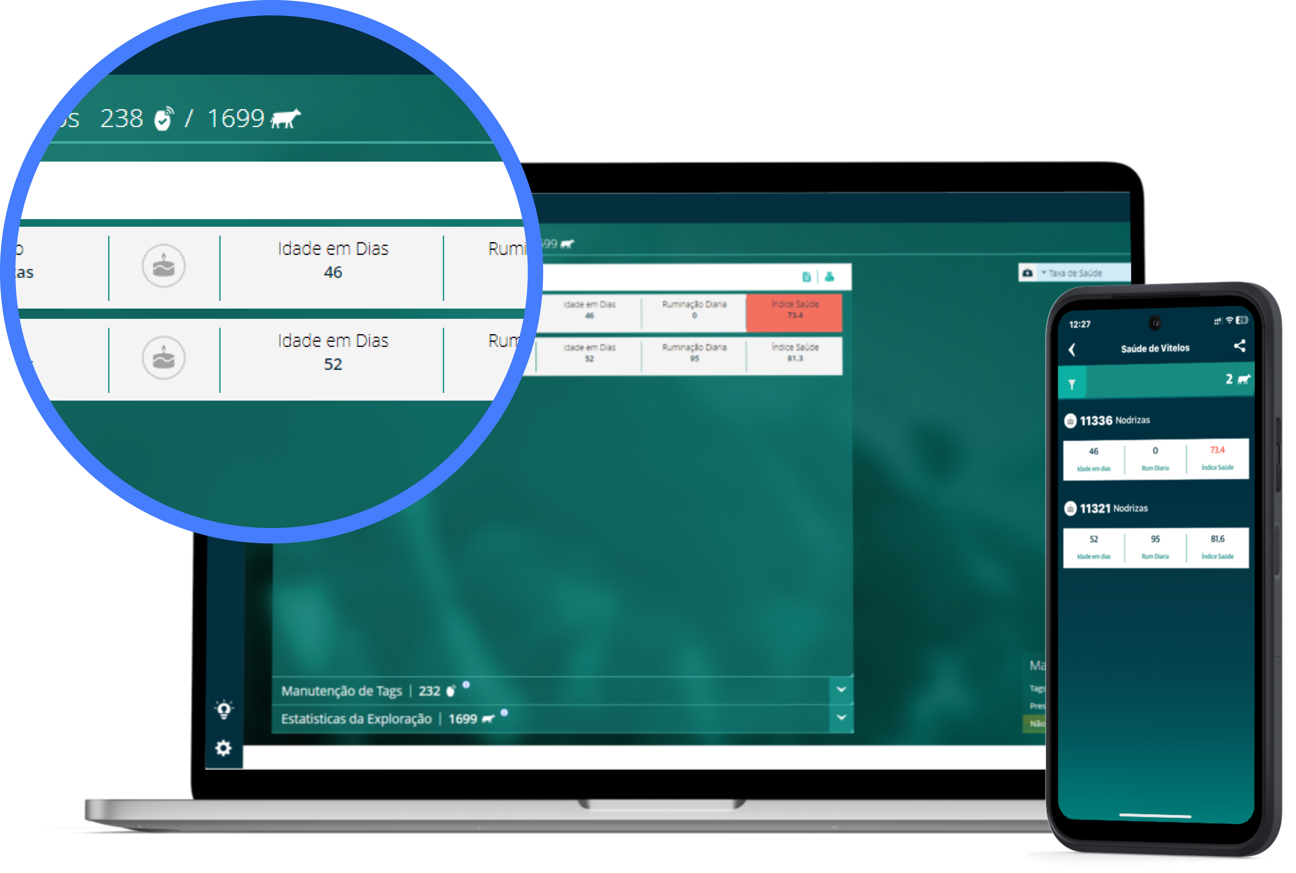 macbook and iphone with data on screen